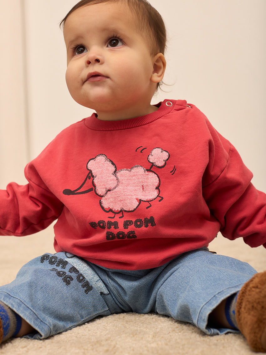 Pom Pom Dog Baby Sweatshirt Red