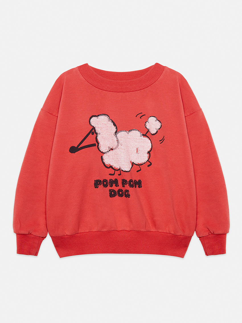 Pom Pom Dog Sweatshirt Red