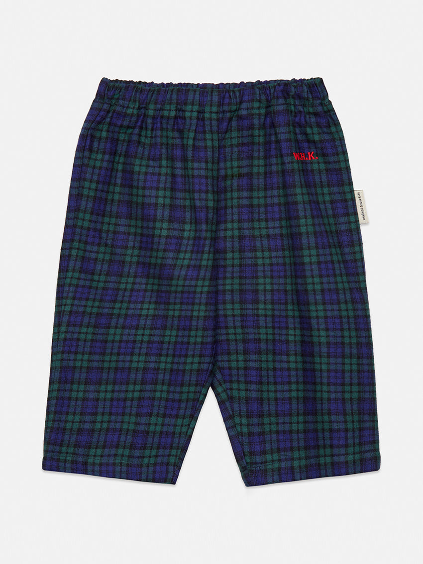 Checkered Popelin Baby Pants Blue