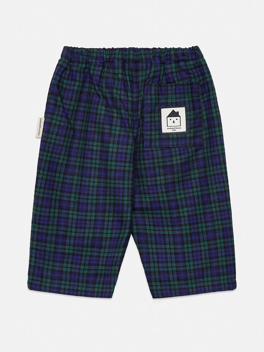 Checkered Popelin Baby Pants Blue