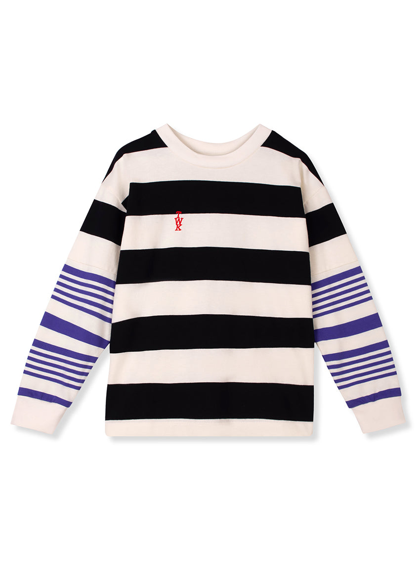 TWK Seam Tee Black/Ultramarine Stripe