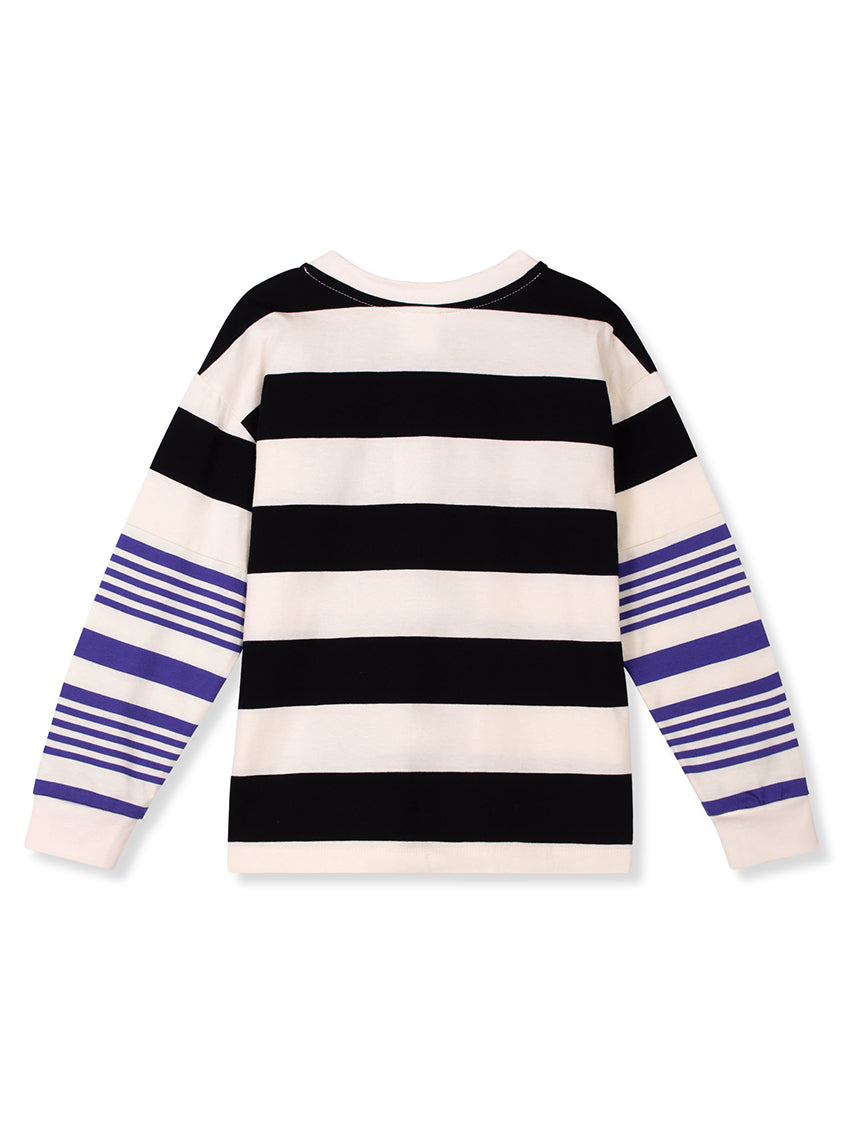 TWK Seam Tee Black/Ultramarine Stripe