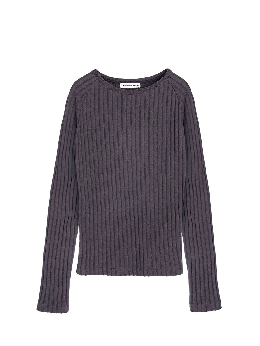 Charlotte Longsleeve Raglan Top Charcoal