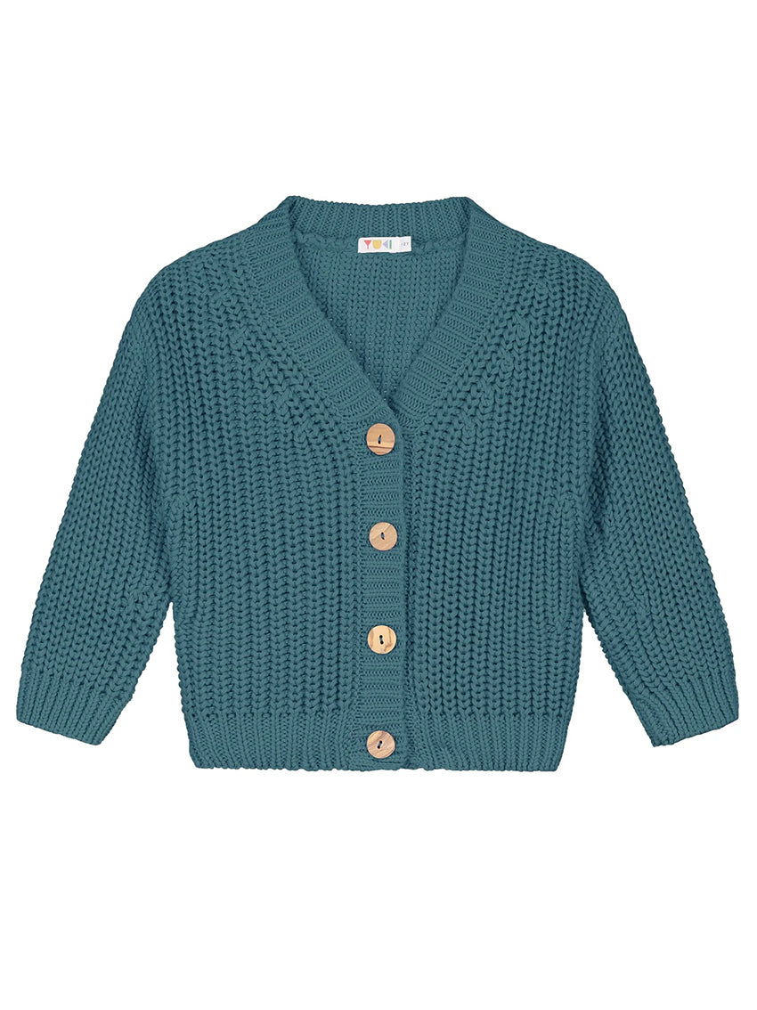 Chunky Knitted Cardigan Petrol