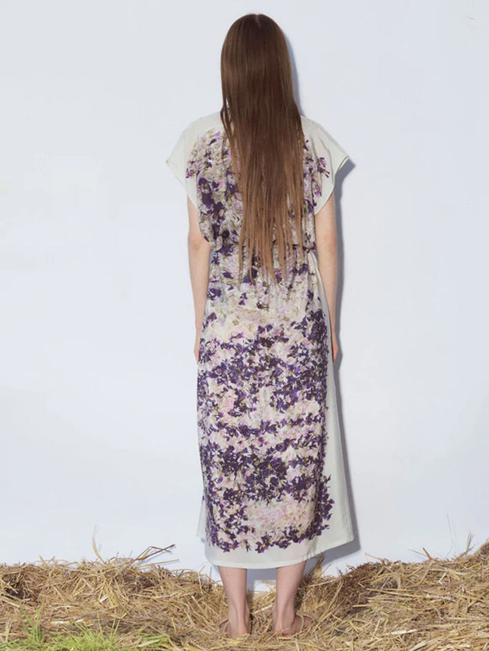 Simple Silk Dress Mallows Print