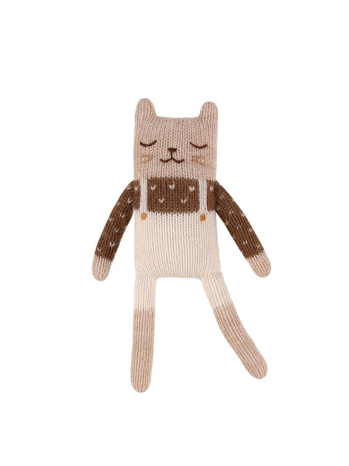 Kitten Knit Toy Ecru Overalls