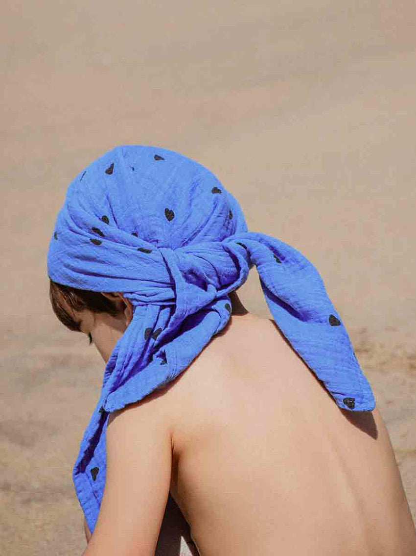 Bianca Heart Greek Blue Small Swaddle 70x70