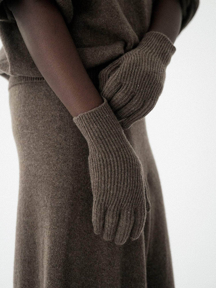 Ribbed Gloves Teak Brown