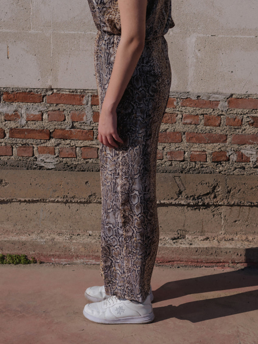 Stoa Silk Crepe Pants Snake Print