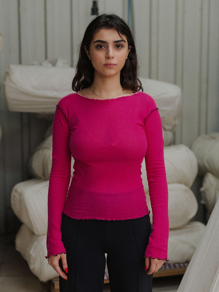 Vein Long Sleeve Tee York Pink