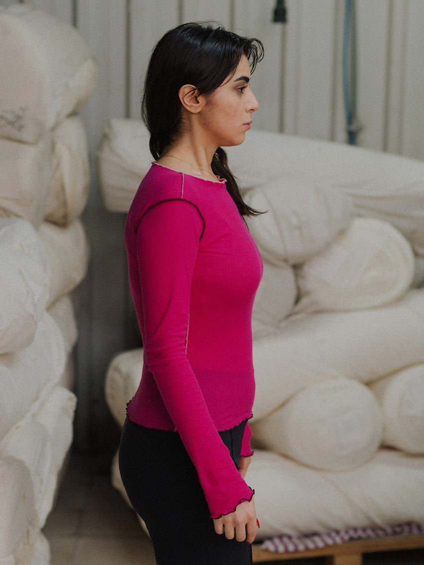 Vein Long Sleeve Tee York Pink