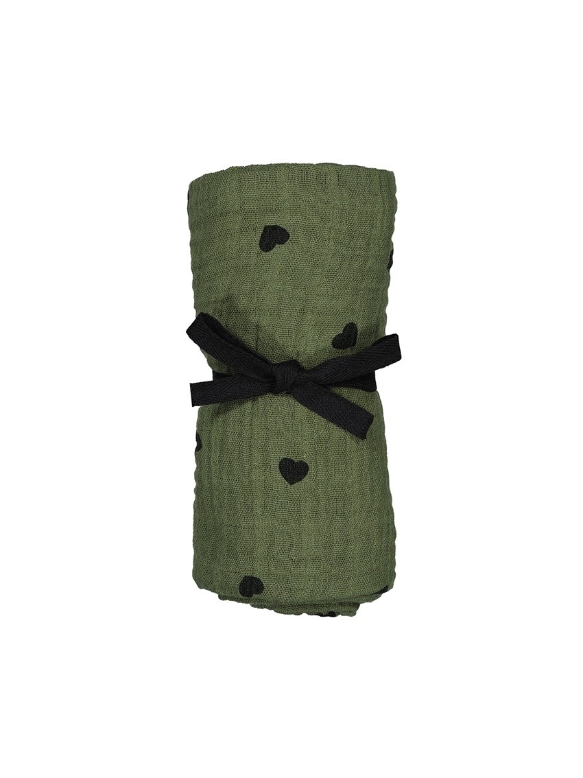 Bianca Heart Kaki Small Swaddle 70x70