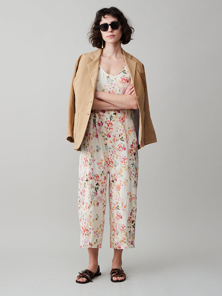 Morgan Jumpsuit Raw Silk Floral Print