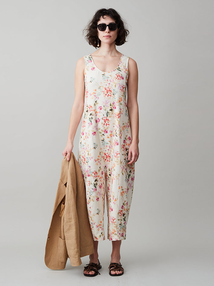 Morgan Jumpsuit Raw Silk Floral Print
