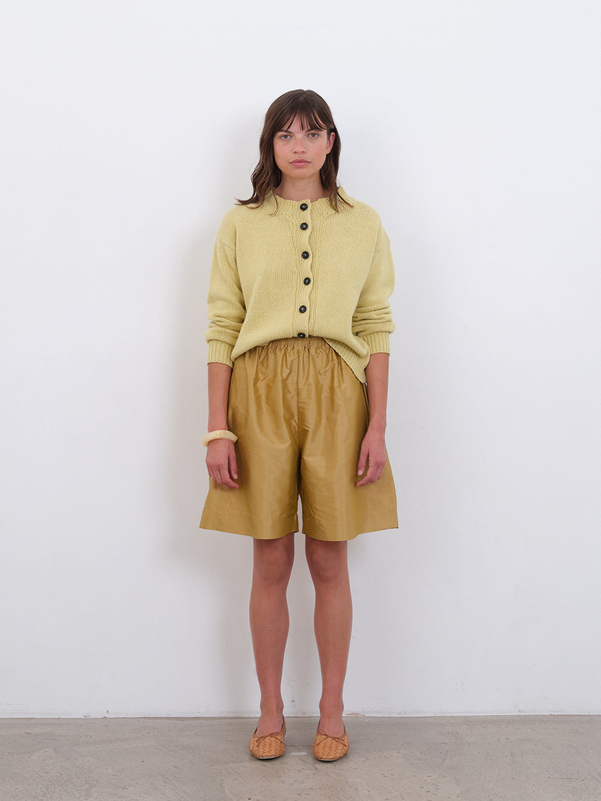 British Wool/ Cotton Rosa Cardigan Celery
