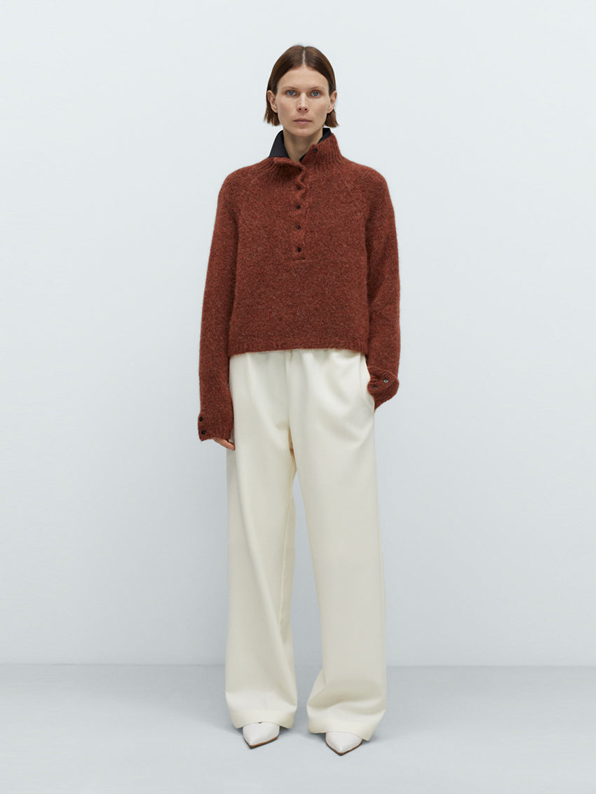 Baby Alpaca Polo Sweater Terracotta