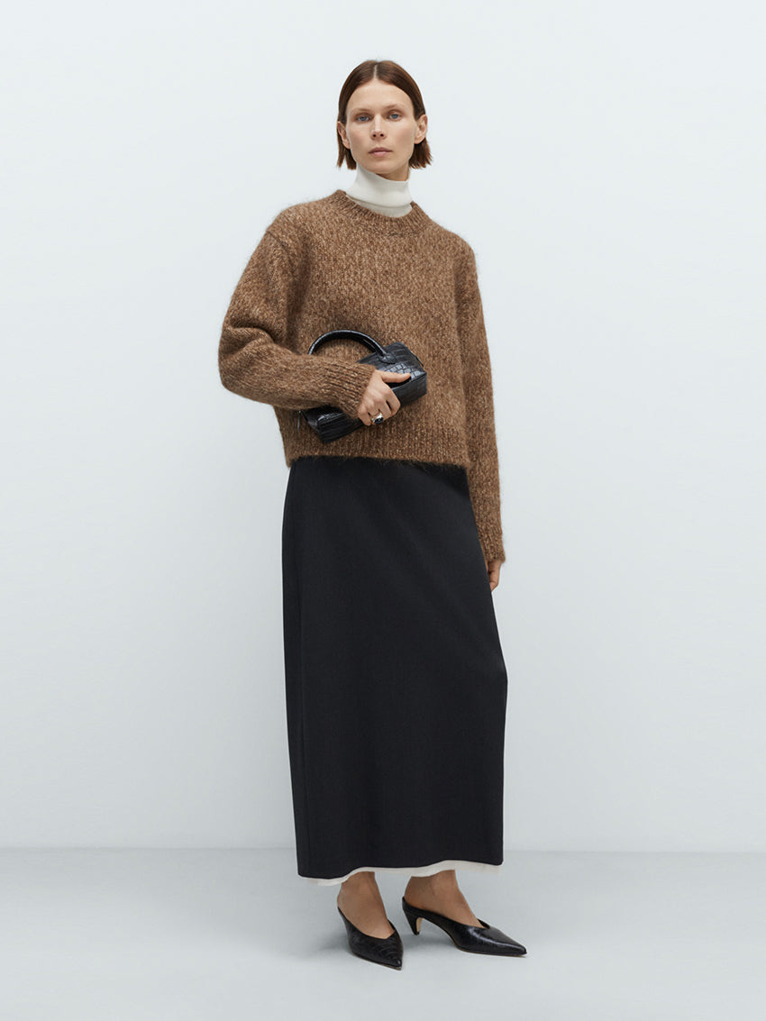 Chunky Knit Sweater Brown Melange