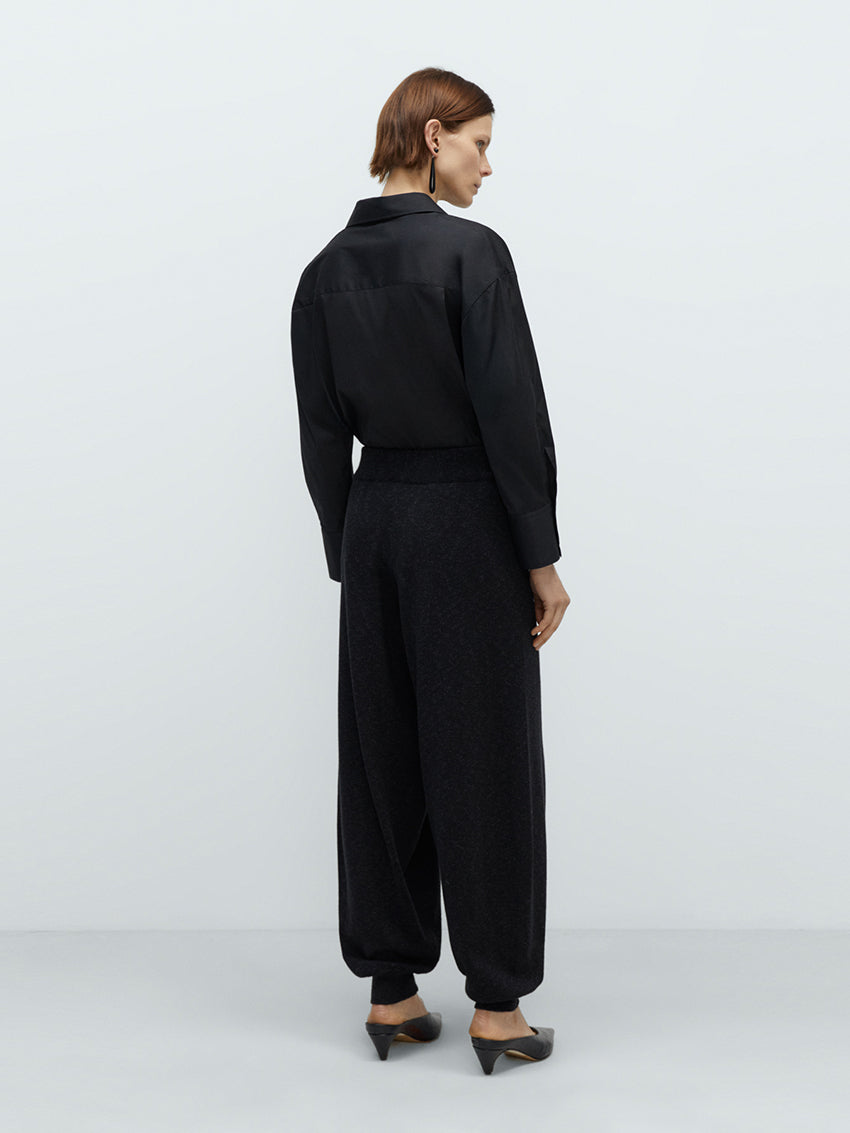 Flecked Cotton Pants Anthracite
