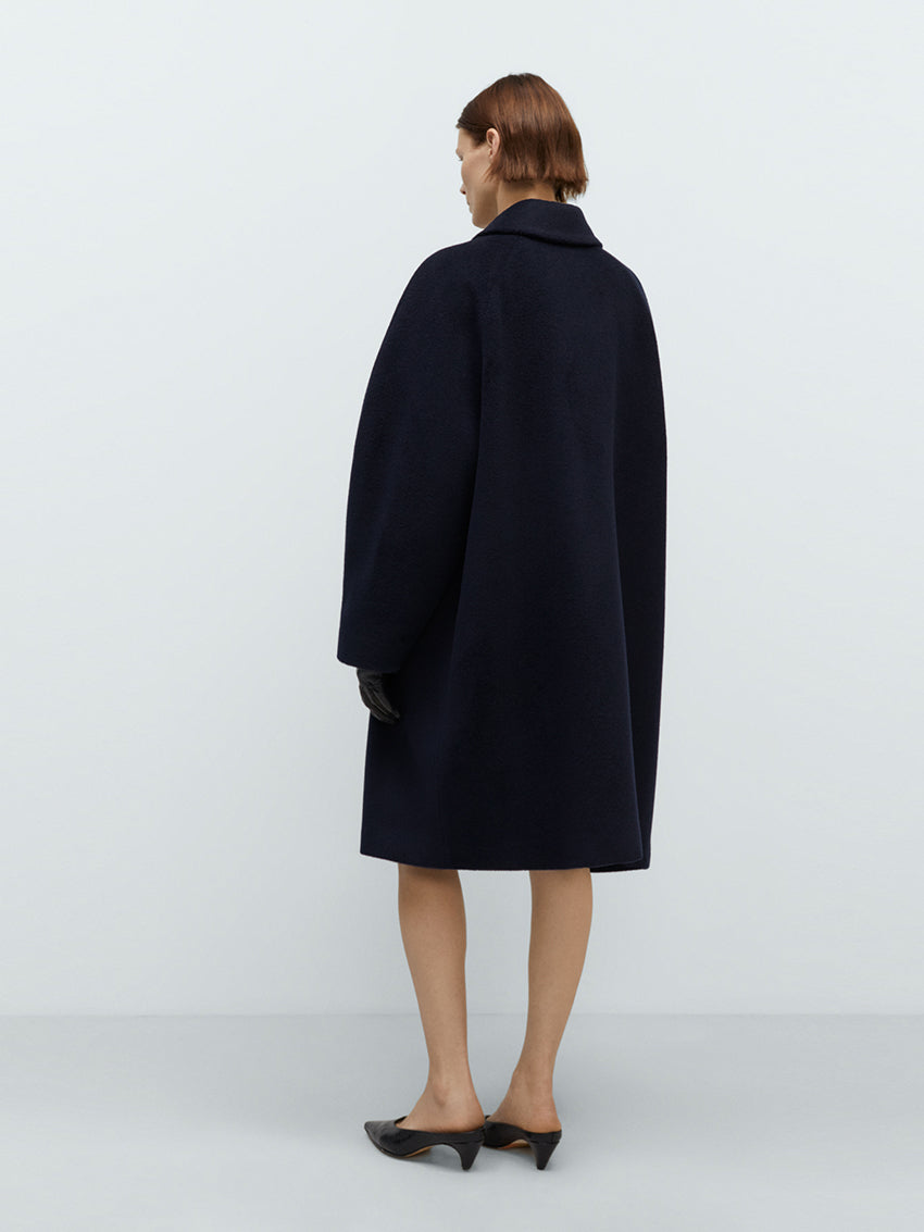Single Breasted Wool Coat Navy