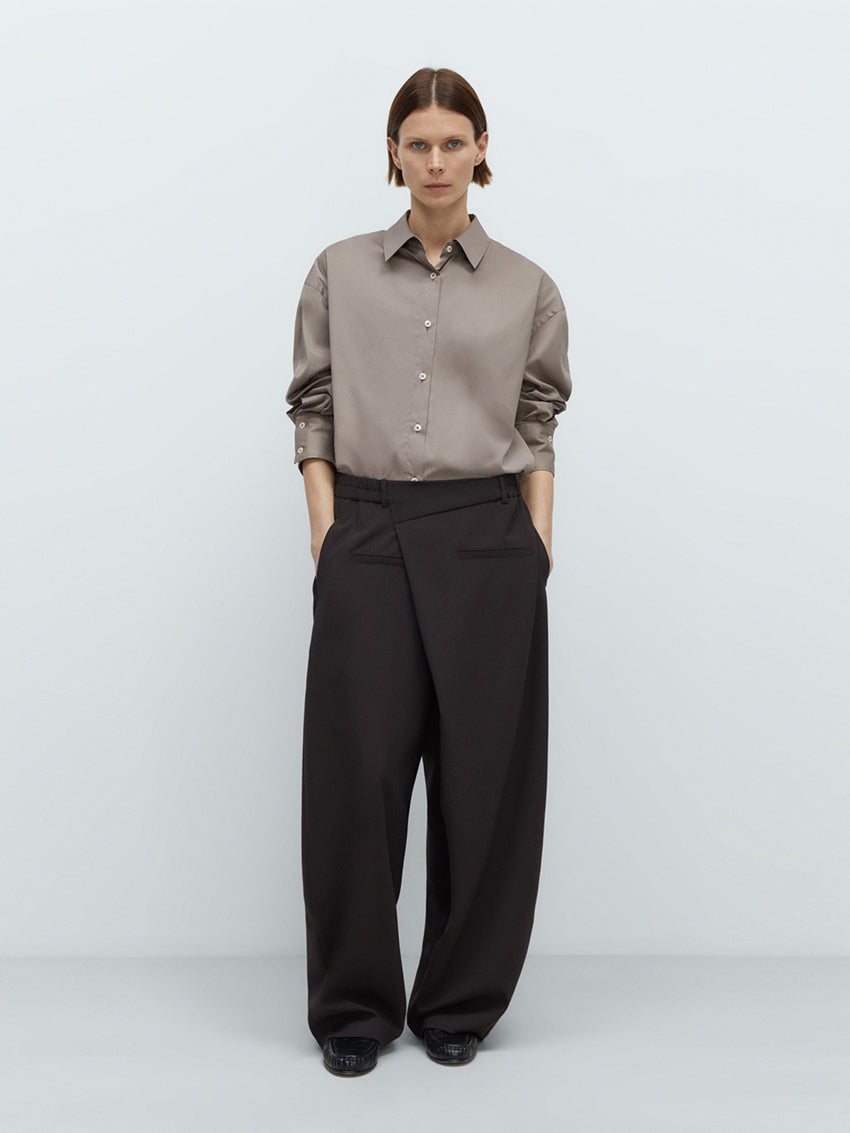 Tailoring Crossover Pants Dark Brown