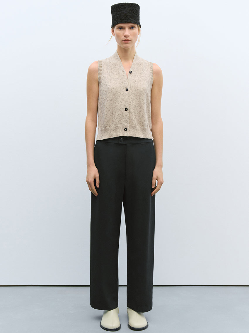 Flecked Cotton Vest Natural