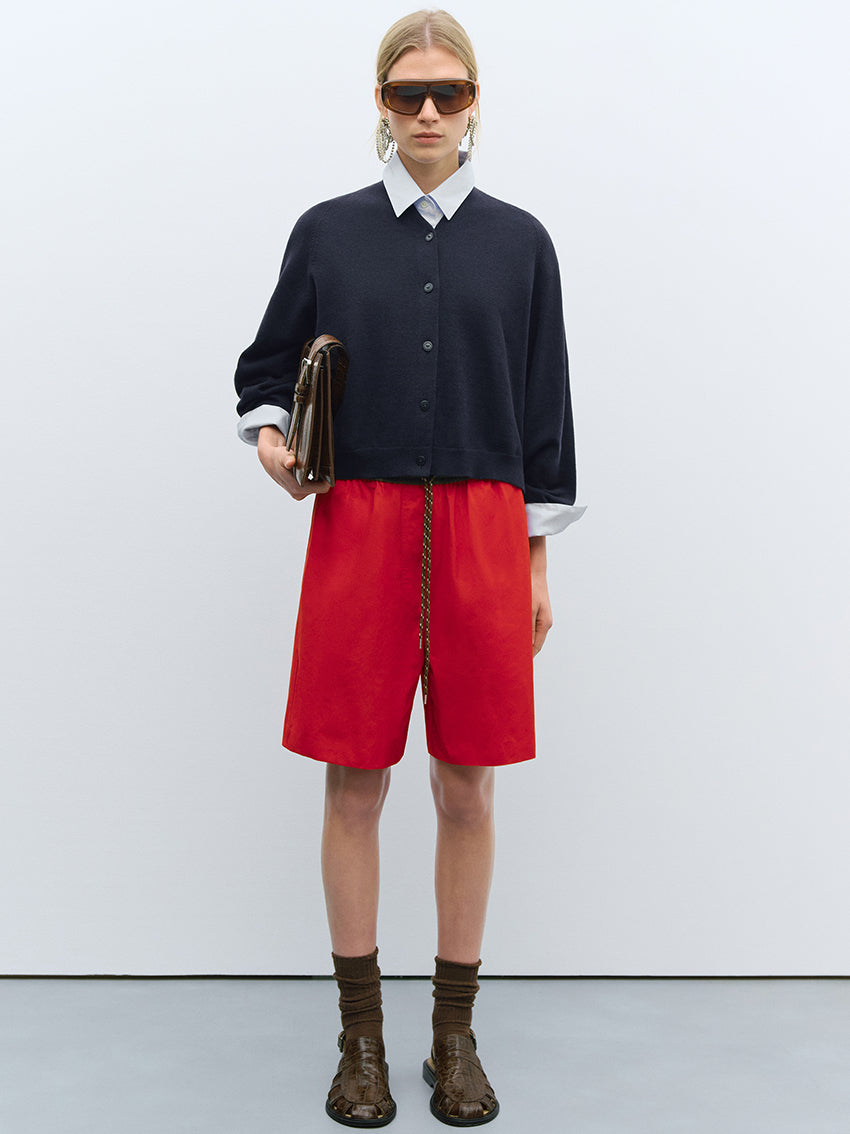 Merino Wool Cardigan Navy