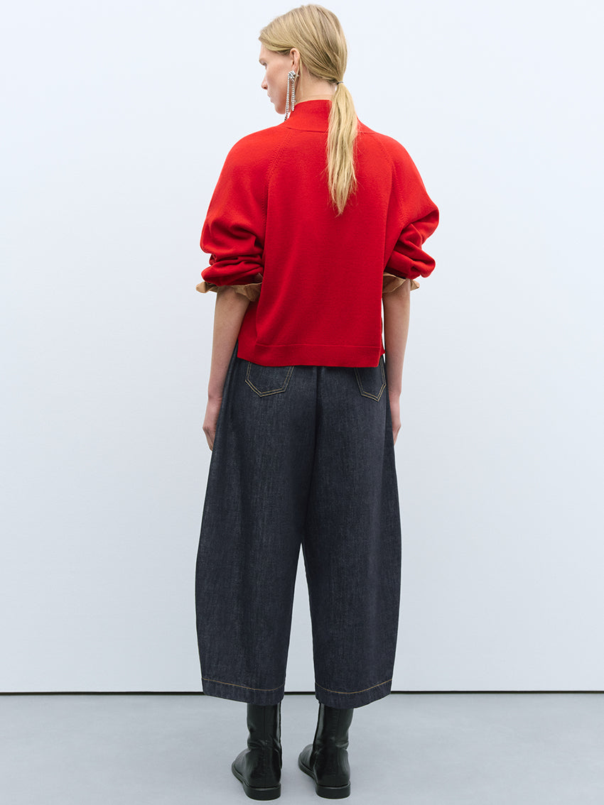Merino Wool Cardigan Red