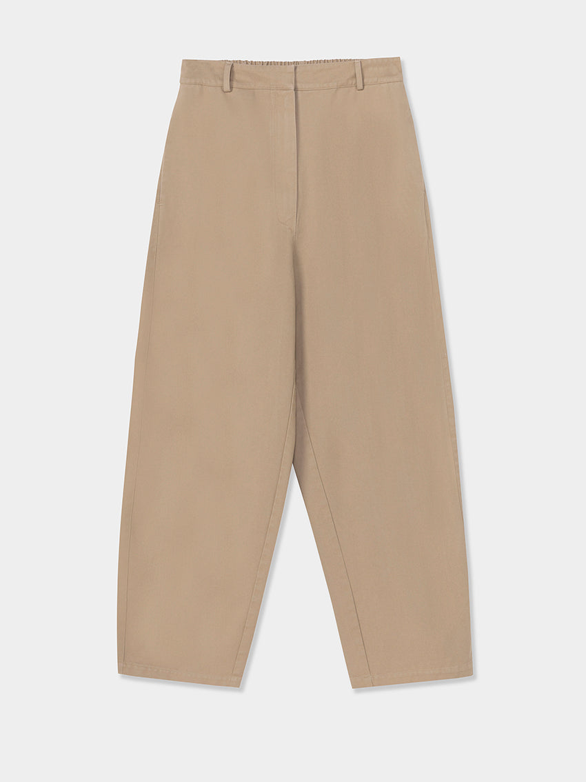 Cotton Curved Pants Camel