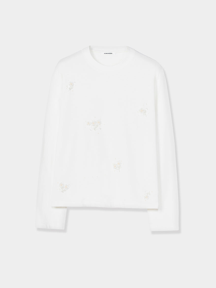 Embellished Longsleeve Tee White