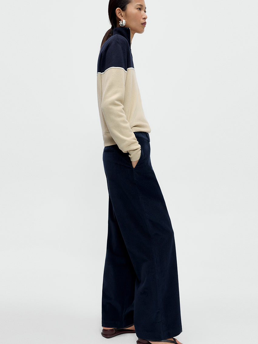 Low Rise Corduroy Pants Navy