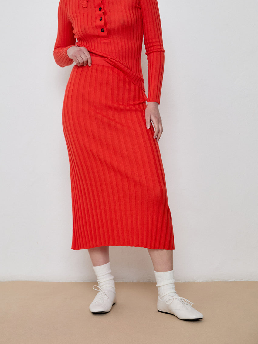 Suki Extrafine Merino Skirt Tomato