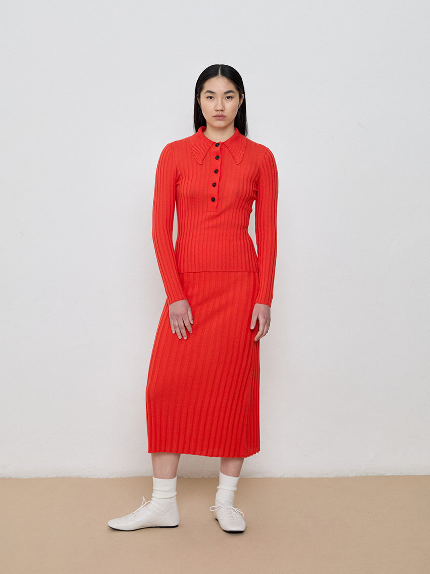 Suki Extrafine Merino Skirt Tomato