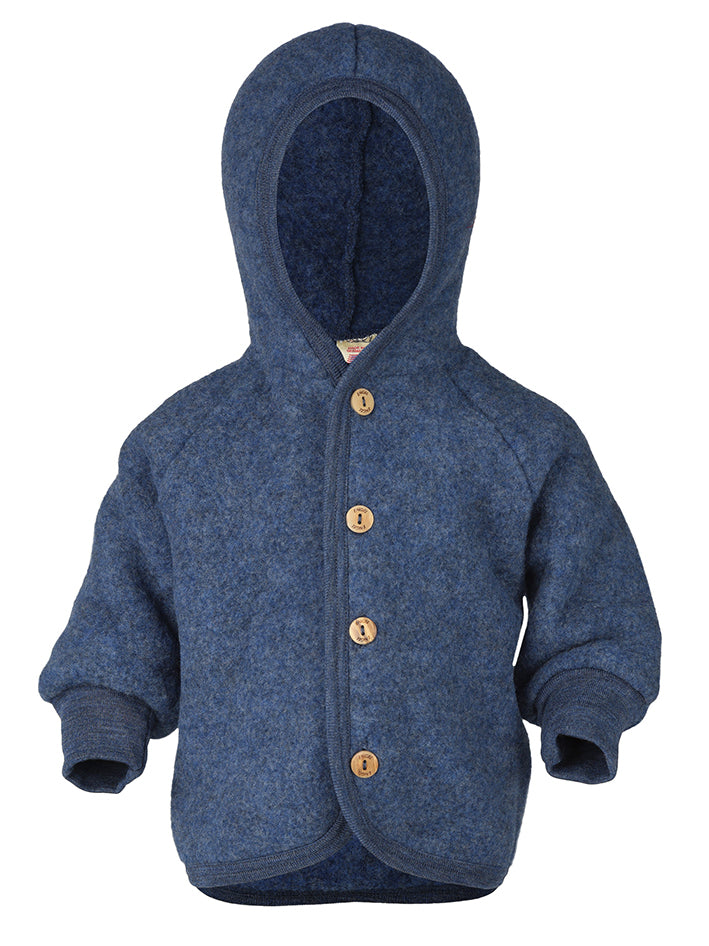 Baby Fleece Hoody Jacket Blue Melange