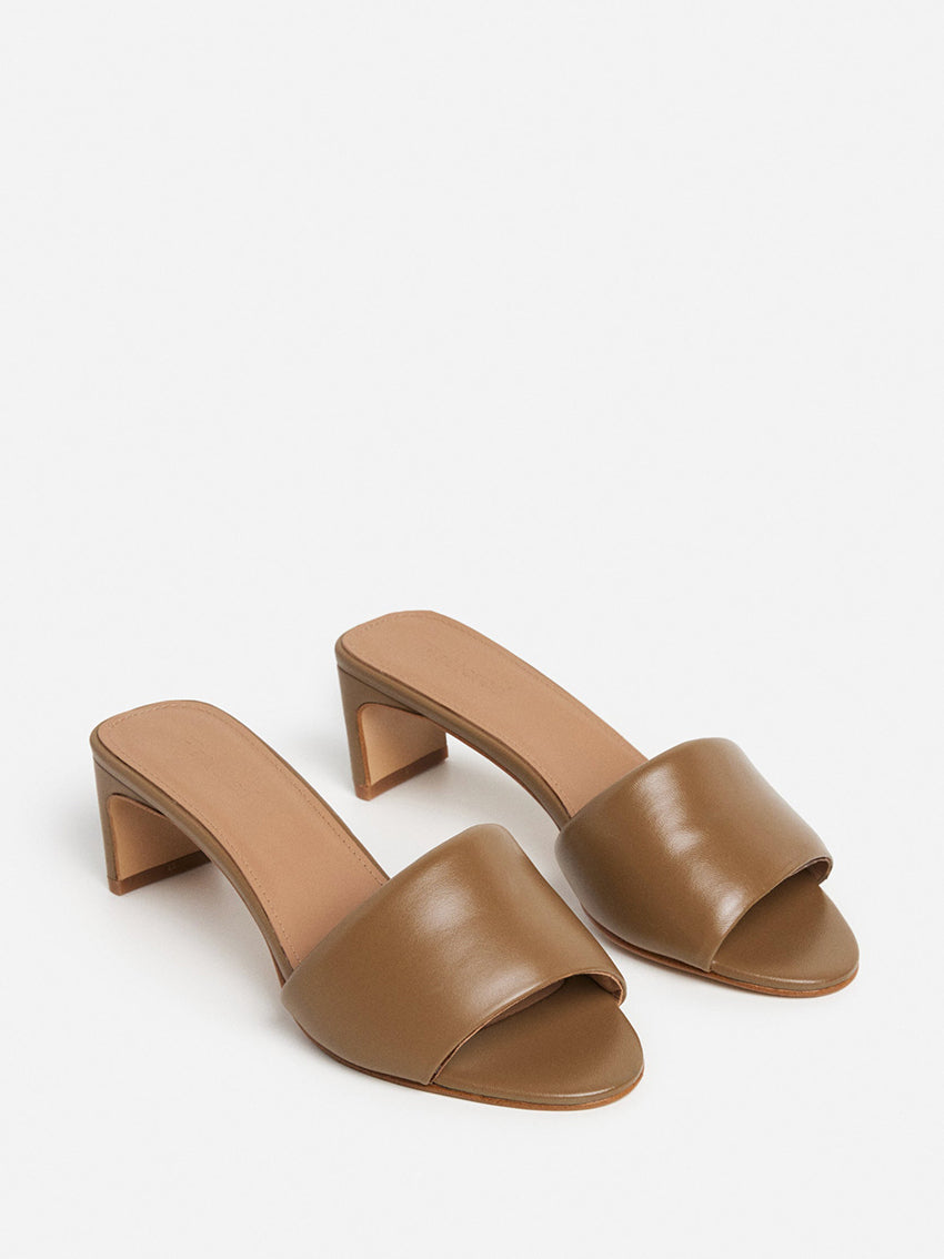 Tallulah Leather Mules Olive