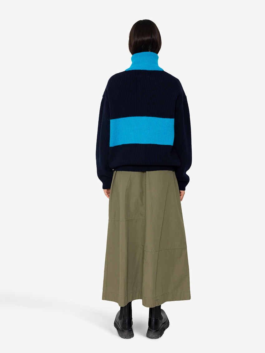Zip Through Knit Jumper Navy / Cobalt