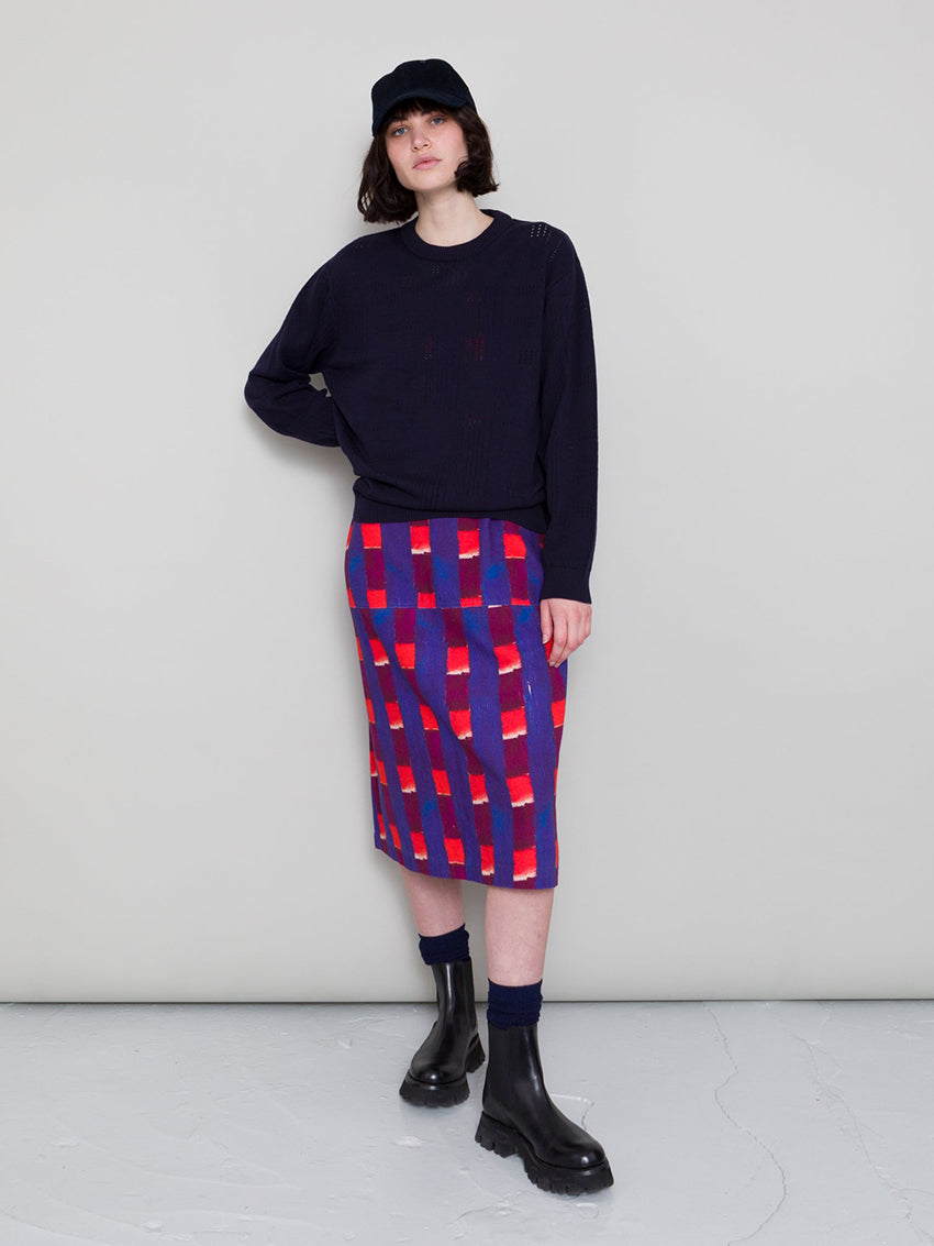 Pointelle Crew Dark Navy
