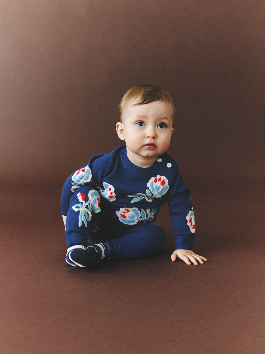 Baby Jaquard Pants Deep Indigo