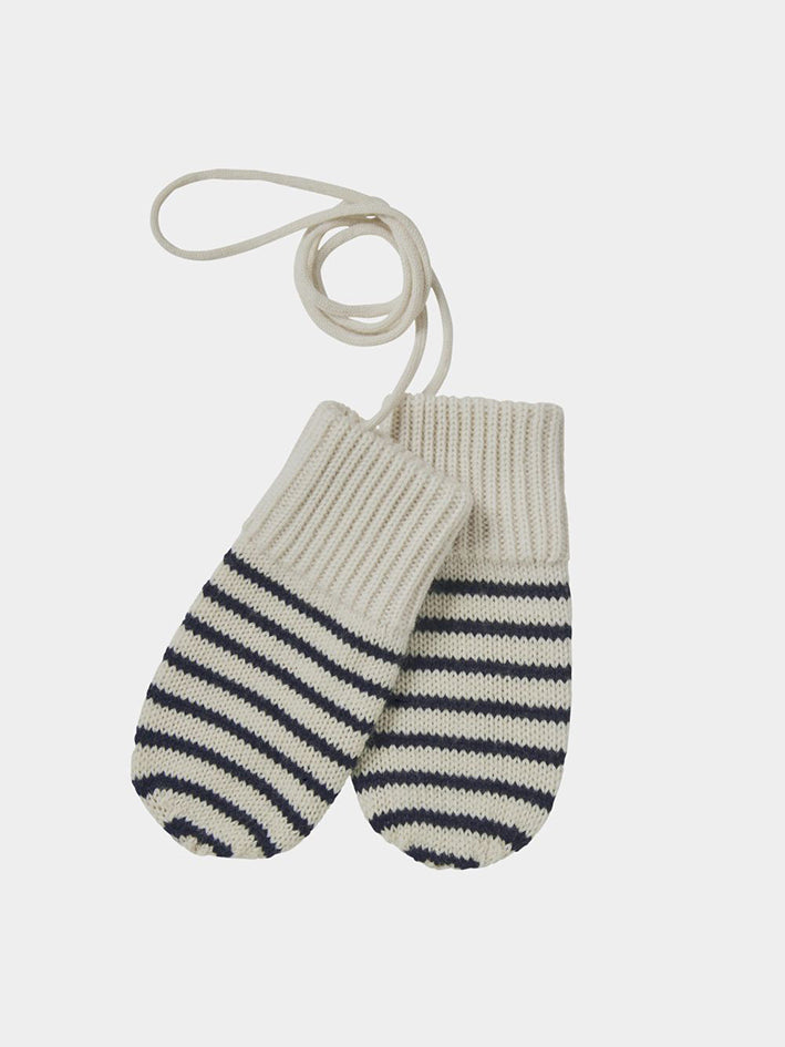 Baby Mittens Ecru Dark Navy