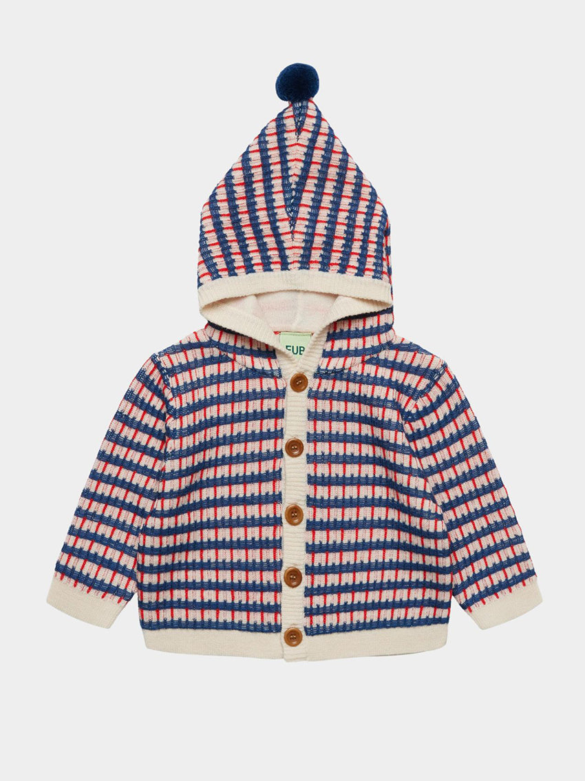 Baby Multi Cardigan Ecru/Deep Indigo/Classic