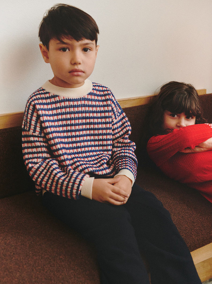 Multi Sweater Ecru/Deep indigo/Classic