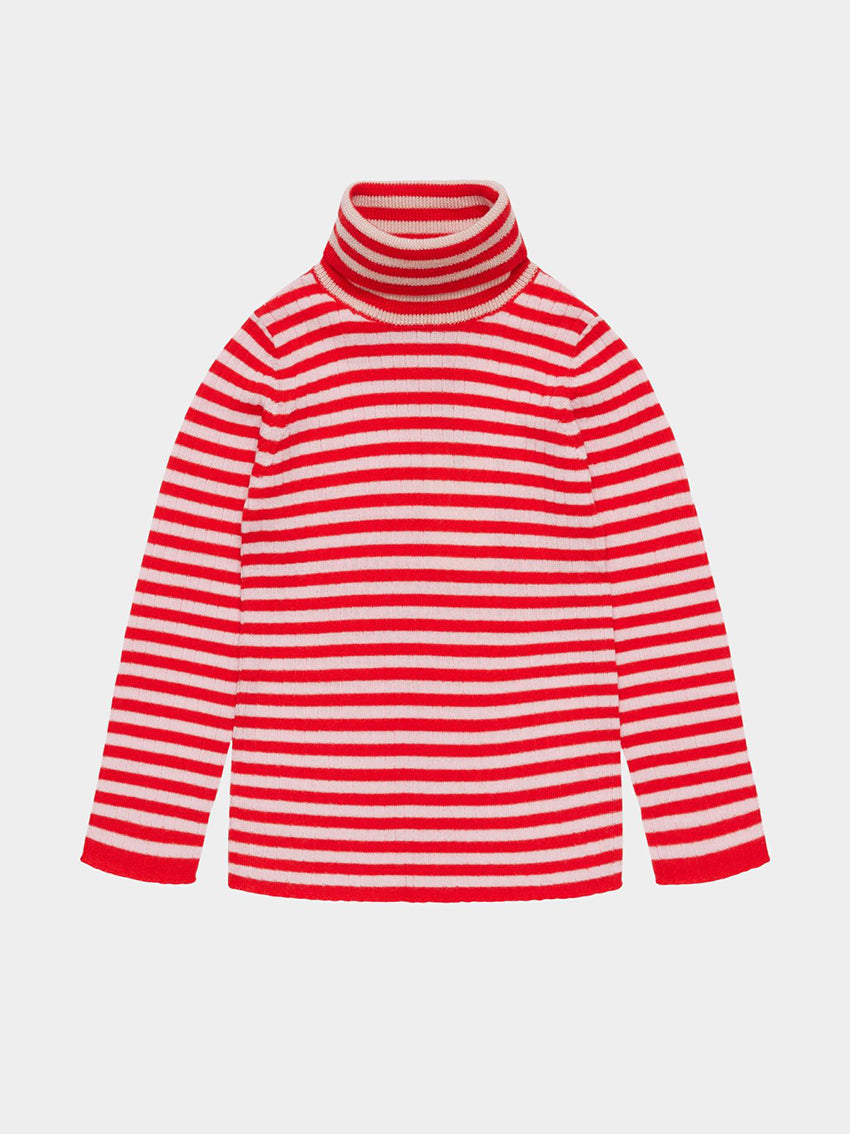 Rollneck Blouse Classic Red/Rose Quartz