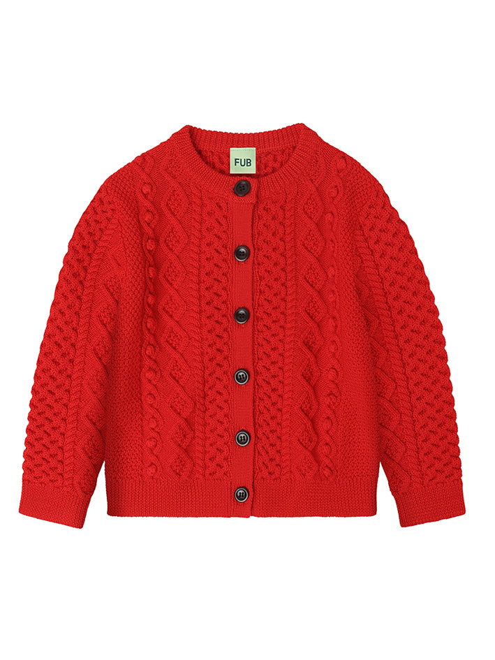 Aran Cardigan Signal Red
