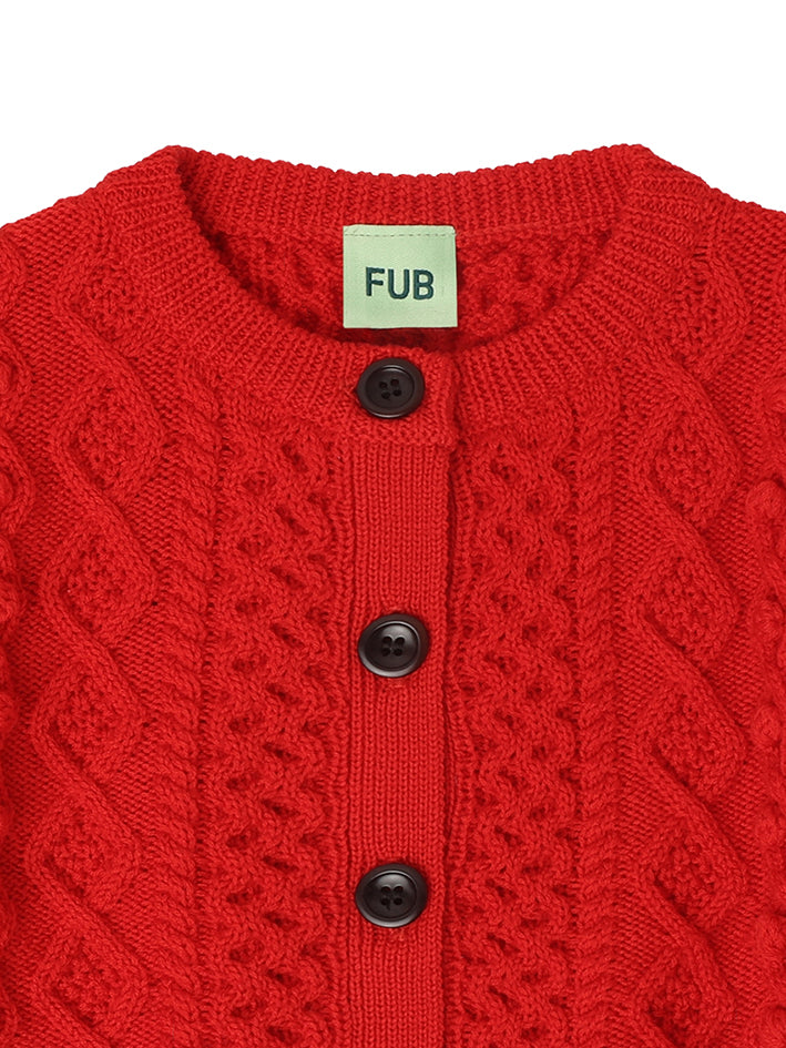 Aran Cardigan Signal Red