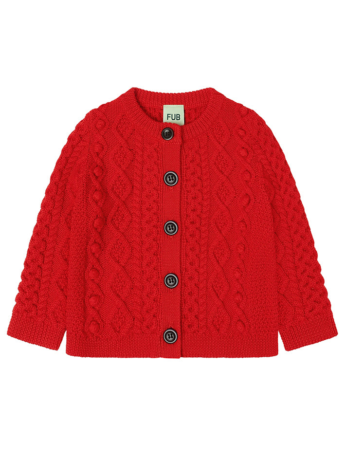 Baby Aran Cardigan Signal Red