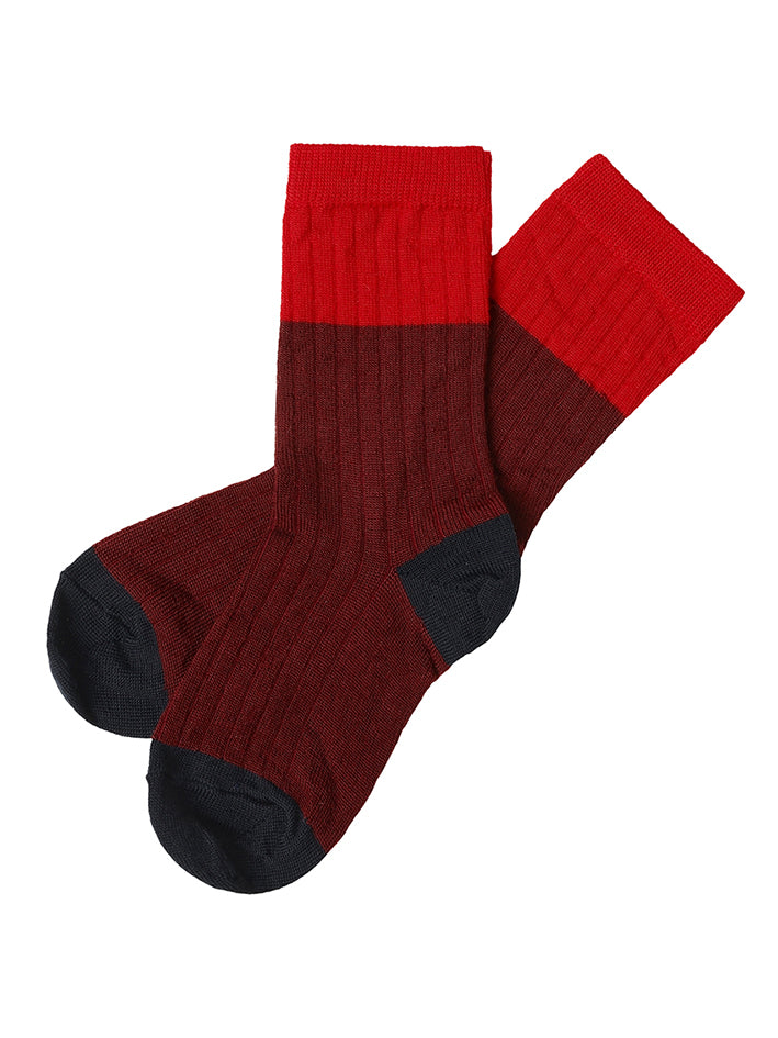 Colour Block Socks Cranberry