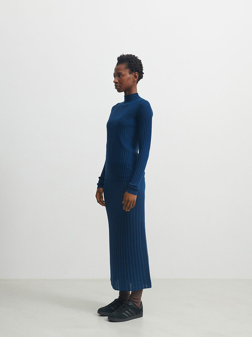 Rib Skirt Pond Blue