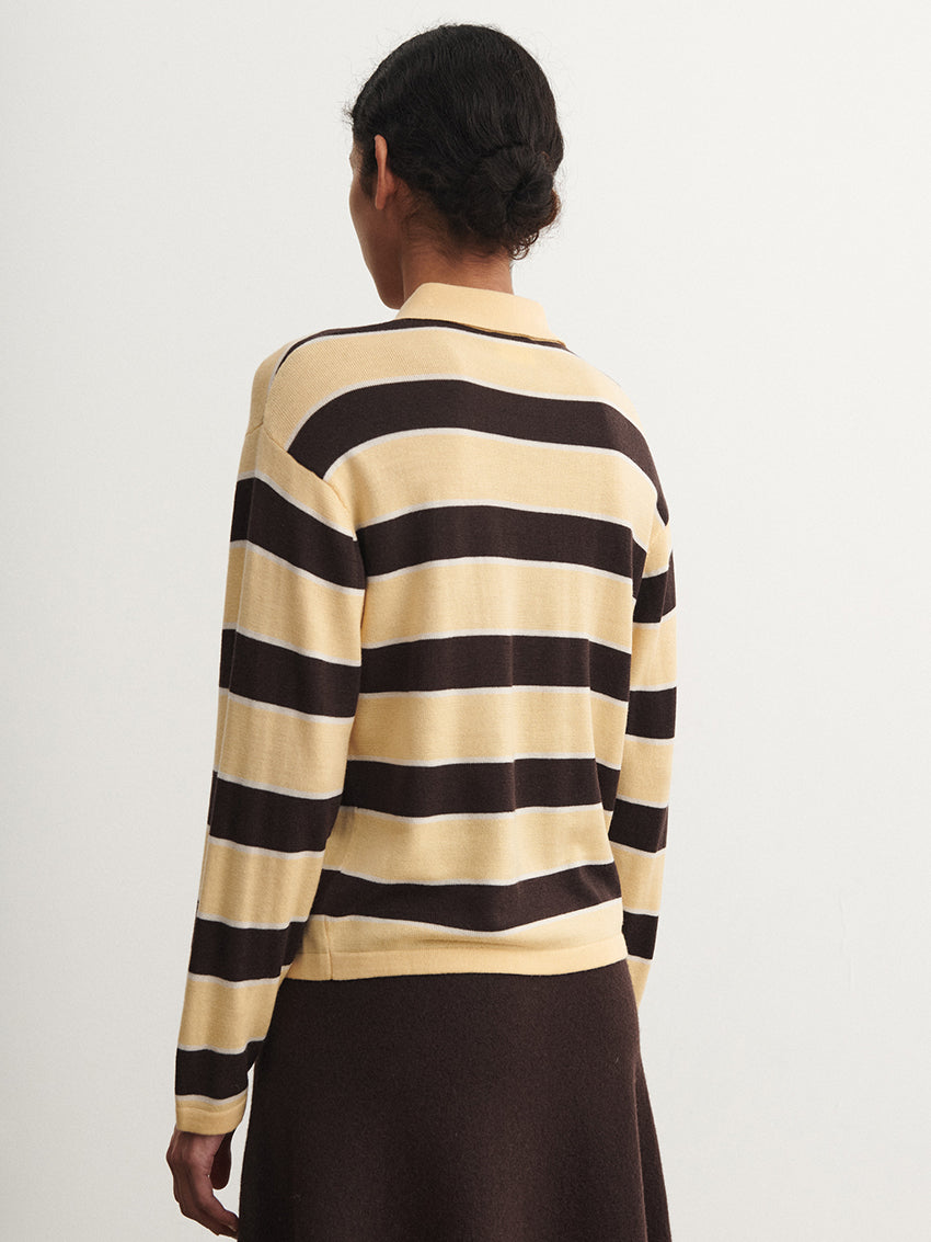 Striped Polo Wheat/ Mocca