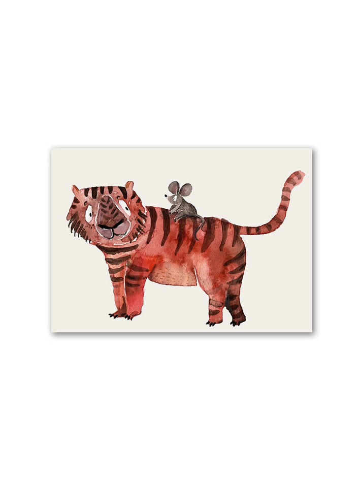 Postcard Tiger and Mouse