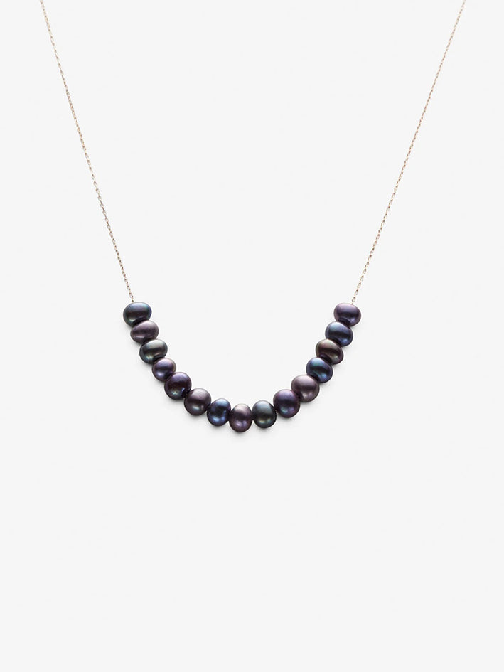 9K Gold Chain With Grey Pearls
