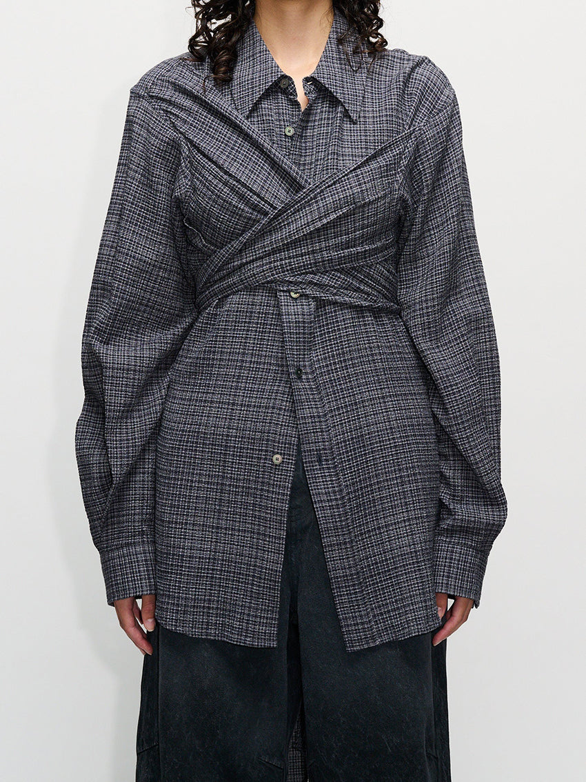 Twisty Shirt Grey Micro Check